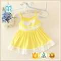 coreano bebé niños moda al por mayor de la ropa de las muchachas del verano vestido de estilo casual vestido de correa de espagueti amarillo vestido